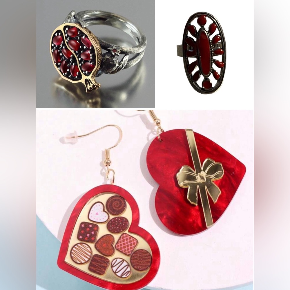 3 Piece Elegant Red Heart Jewelry Set